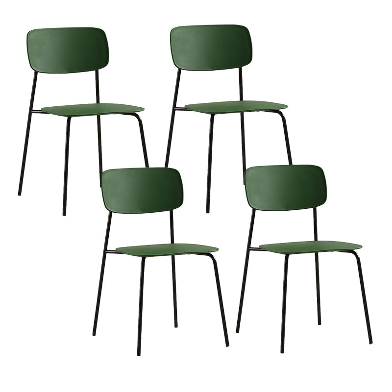 Industrial Armless Kitchen Chair Plastic Open Back Side Indoor Chair with Metal Base Green 4 Piece Set Clearhalo 'Dining Chairs' 'Dining Tables & Seating' 'dining_chair' 'furn' 'furn_dining_chair' 'Furniture' 'Kitchen & Dining Furniture' 6066124