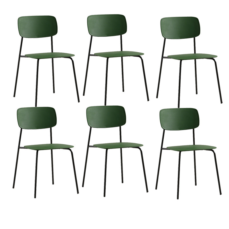 Industrial Armless Kitchen Chair Plastic Open Back Side Indoor Chair with Metal Base Green 6 Piece Set Clearhalo 'Dining Chairs' 'Dining Tables & Seating' 'dining_chair' 'furn' 'furn_dining_chair' 'Furniture' 'Kitchen & Dining Furniture' 6066125