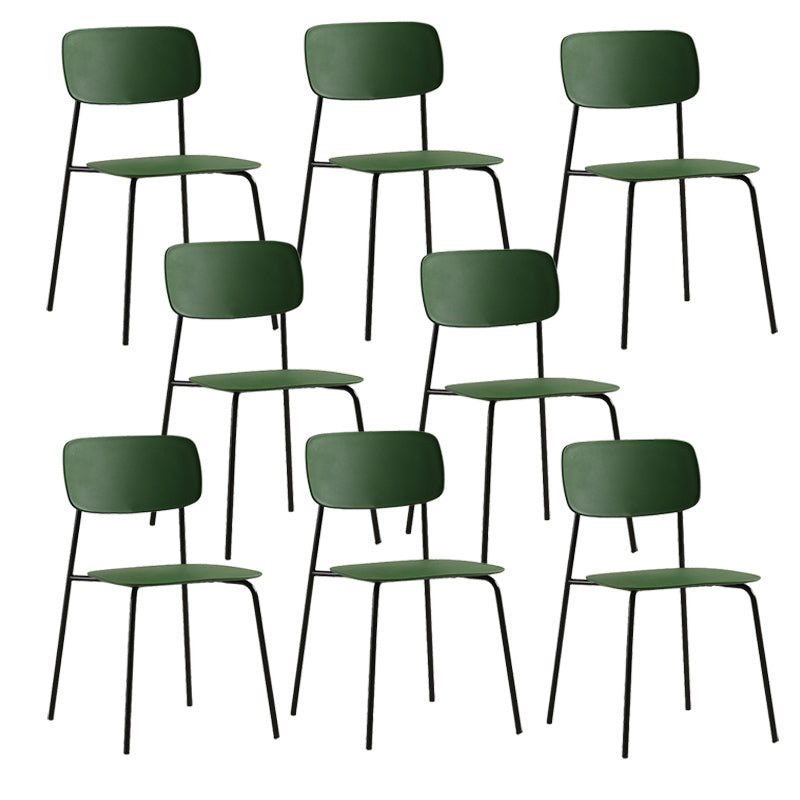 Industrial Armless Kitchen Chair Plastic Open Back Side Indoor Chair with Metal Base Green 8 Piece Set Clearhalo 'Dining Chairs' 'Dining Tables & Seating' 'dining_chair' 'furn' 'furn_dining_chair' 'Furniture' 'Kitchen & Dining Furniture' 6066126