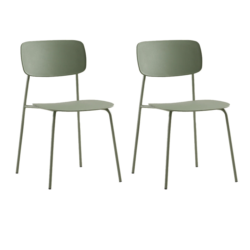 Industrial Armless Kitchen Chair Plastic Open Back Side Indoor Chair with Metal Base Light Green 2 Piece Set Clearhalo 'Dining Chairs' 'Dining Tables & Seating' 'dining_chair' 'furn' 'furn_dining_chair' 'Furniture' 'Kitchen & Dining Furniture' 6066128