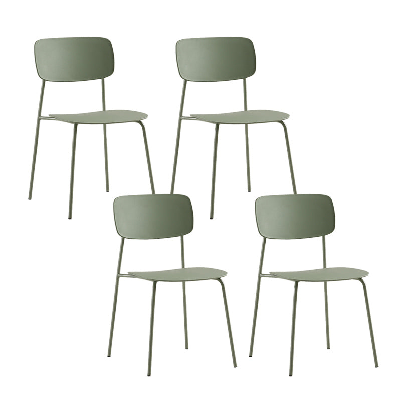 Industrial Armless Kitchen Chair Plastic Open Back Side Indoor Chair with Metal Base Light Green 4 Piece Set Clearhalo 'Dining Chairs' 'Dining Tables & Seating' 'dining_chair' 'furn' 'furn_dining_chair' 'Furniture' 'Kitchen & Dining Furniture' 6066129