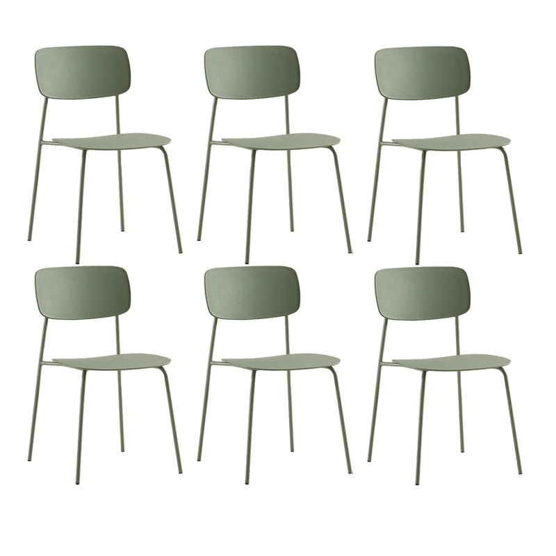Industrial Armless Kitchen Chair Plastic Open Back Side Indoor Chair with Metal Base Light Green 6 Piece Set Clearhalo 'Dining Chairs' 'Dining Tables & Seating' 'dining_chair' 'furn' 'furn_dining_chair' 'Furniture' 'Kitchen & Dining Furniture' 6066130