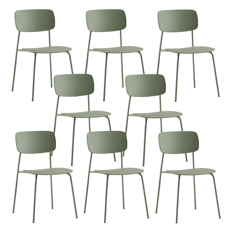 Industrial Armless Kitchen Chair Plastic Open Back Side Indoor Chair with Metal Base Light Green 8 Piece Set Clearhalo 'Dining Chairs' 'Dining Tables & Seating' 'dining_chair' 'furn' 'furn_dining_chair' 'Furniture' 'Kitchen & Dining Furniture' 6066131