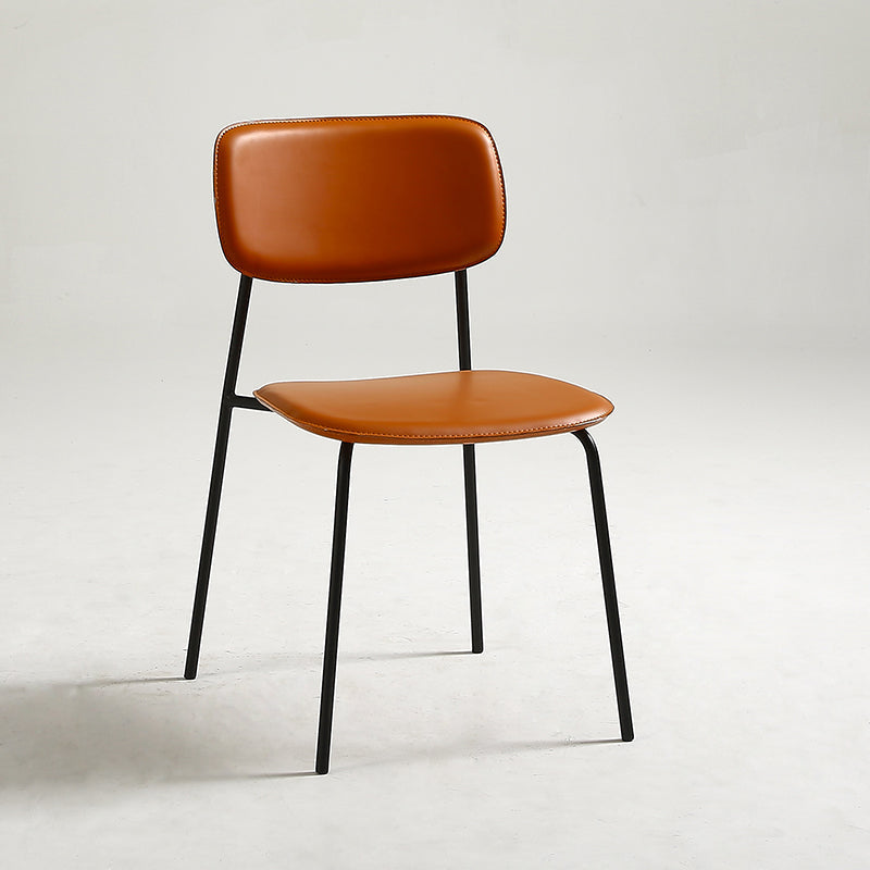 Industrial Armless Kitchen Chair Plastic Open Back Side Indoor Chair with Metal Base Coffee 1 Piece Clearhalo 'Dining Chairs' 'Dining Tables & Seating' 'dining_chair' 'furn' 'furn_dining_chair' 'Furniture' 'Kitchen & Dining Furniture' 6066132