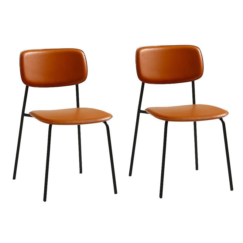 Industrial Armless Kitchen Chair Plastic Open Back Side Indoor Chair with Metal Base Coffee 2 Piece Set Clearhalo 'Dining Chairs' 'Dining Tables & Seating' 'dining_chair' 'furn' 'furn_dining_chair' 'Furniture' 'Kitchen & Dining Furniture' 6066133