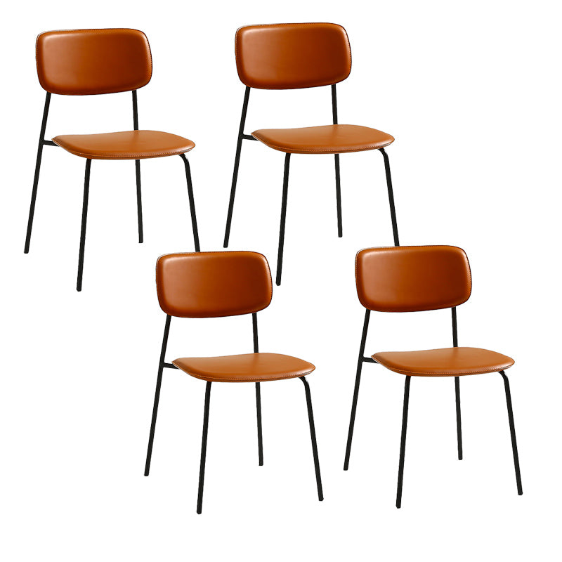Industrial Armless Kitchen Chair Plastic Open Back Side Indoor Chair with Metal Base Coffee 4 Piece Set Clearhalo 'Dining Chairs' 'Dining Tables & Seating' 'dining_chair' 'furn' 'furn_dining_chair' 'Furniture' 'Kitchen & Dining Furniture' 6066134
