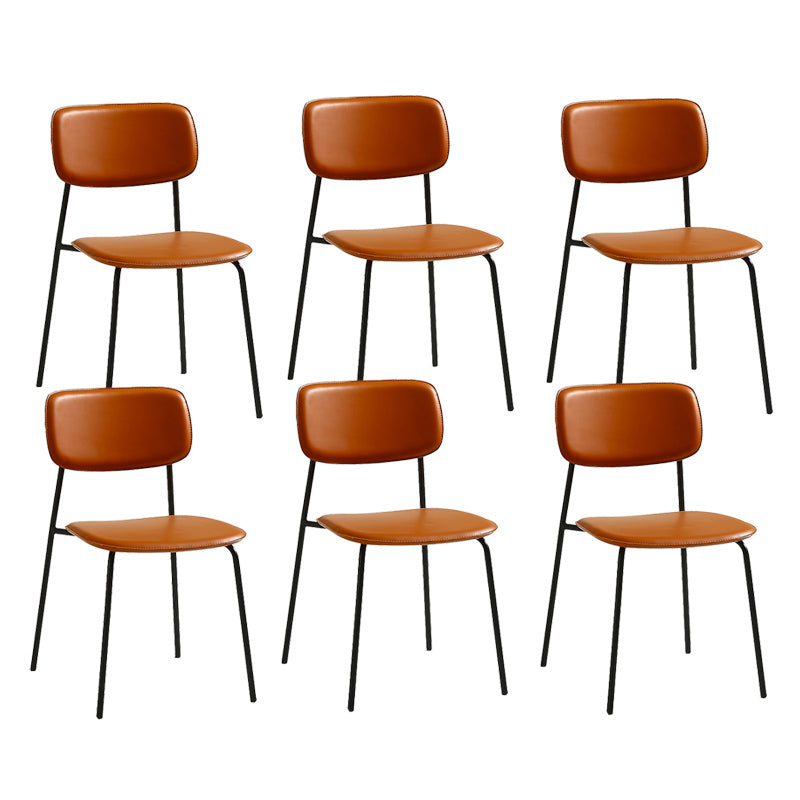 Industrial Armless Kitchen Chair Plastic Open Back Side Indoor Chair with Metal Base Coffee 6 Piece Set Clearhalo 'Dining Chairs' 'Dining Tables & Seating' 'dining_chair' 'furn' 'furn_dining_chair' 'Furniture' 'Kitchen & Dining Furniture' 6066135