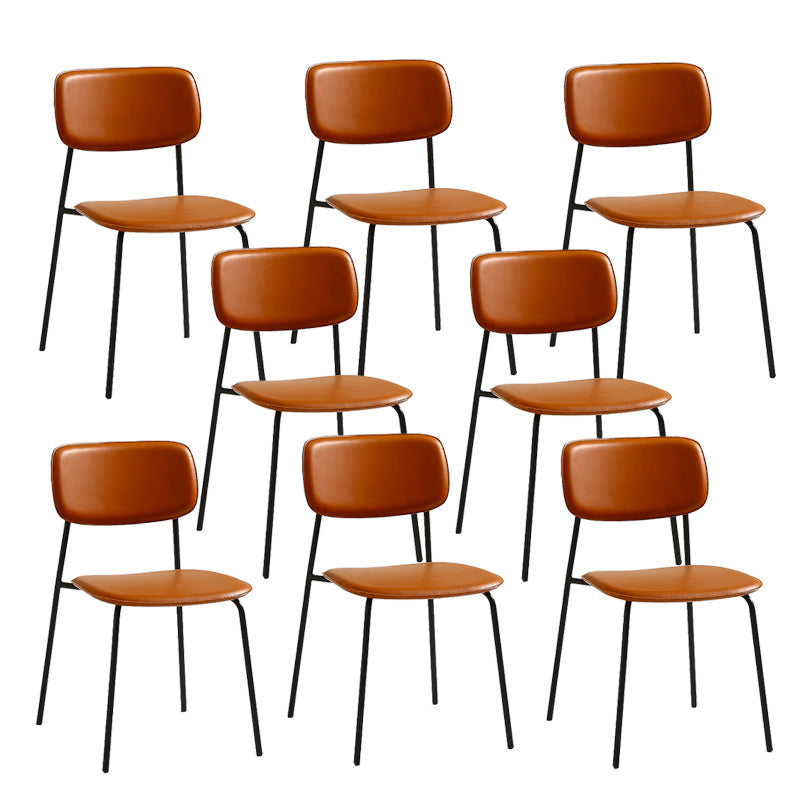 Industrial Armless Kitchen Chair Plastic Open Back Side Indoor Chair with Metal Base Coffee 8 Piece Set Clearhalo 'Dining Chairs' 'Dining Tables & Seating' 'dining_chair' 'furn' 'furn_dining_chair' 'Furniture' 'Kitchen & Dining Furniture' 6066136