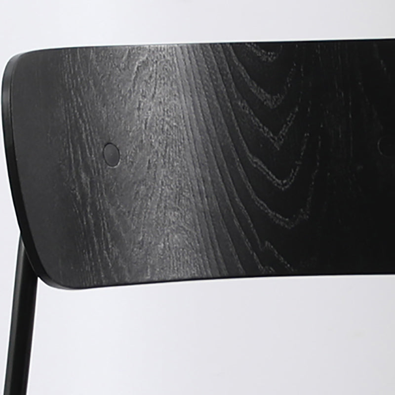 Industrial Armless Kitchen Chair Wooden Open Back Side Chair with Metal Base