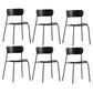 Industrial Armless Kitchen Chair Wooden Open Back Side Chair with Metal Base