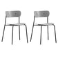 Industrial Armless Kitchen Chair Wooden Open Back Side Chair with Metal Base