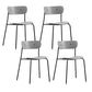 Industrial Armless Kitchen Chair Wooden Open Back Side Chair with Metal Base