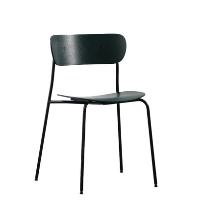 Industrial Armless Kitchen Chair Wooden Open Back Side Chair with Metal Base