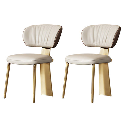 Glam -eetkamerstoel faux leer en metalen armloze eetkamerstoelen