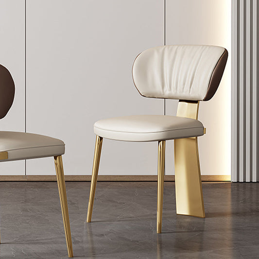 Glam Dining Chair Faux Leather and Metal Armless Dining Chairs