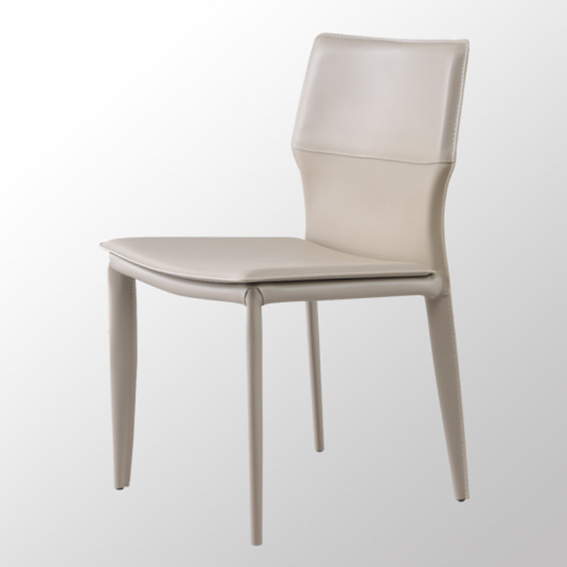 Upholstered Dining Chair with Leather Legs Matte Finish Solid Back Side Chair Light Khaki 1 Piece Clearhalo 'Dining Chairs' 'Dining Tables & Seating' 'dining_chair' 'furn' 'furn_dining_chair' 'Furniture' 'Kitchen & Dining Furniture' 6066374