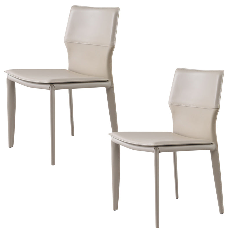 Upholstered Dining Chair with Leather Legs Matte Finish Solid Back Side Chair Light Khaki 2 Piece Set Clearhalo 'Dining Chairs' 'Dining Tables & Seating' 'dining_chair' 'furn' 'furn_dining_chair' 'Furniture' 'Kitchen & Dining Furniture' 6066375