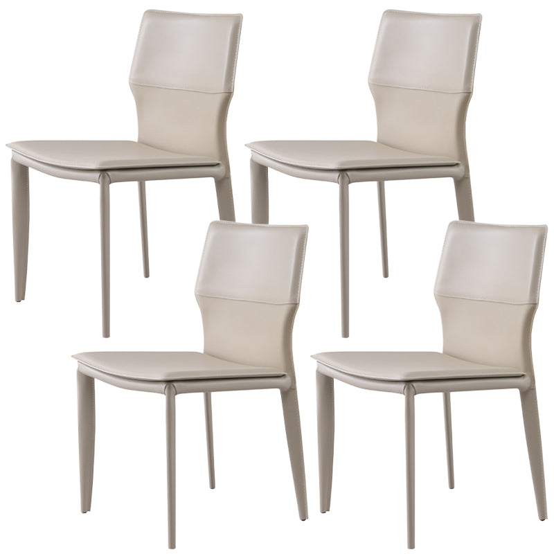 Upholstered Dining Chair with Leather Legs Matte Finish Solid Back Side Chair Light Khaki 4 Piece Set Clearhalo 'Dining Chairs' 'Dining Tables & Seating' 'dining_chair' 'furn' 'furn_dining_chair' 'Furniture' 'Kitchen & Dining Furniture' 6066377