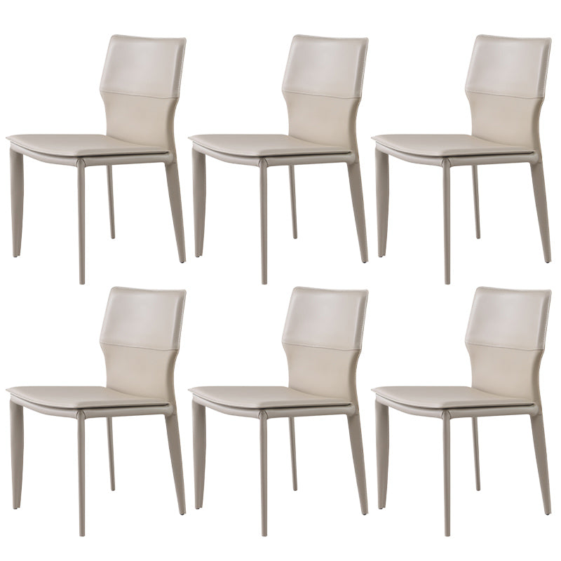Upholstered Dining Chair with Leather Legs Matte Finish Solid Back Side Chair Light Khaki 6 Piece Set Clearhalo 'Dining Chairs' 'Dining Tables & Seating' 'dining_chair' 'furn' 'furn_dining_chair' 'Furniture' 'Kitchen & Dining Furniture' 6066379