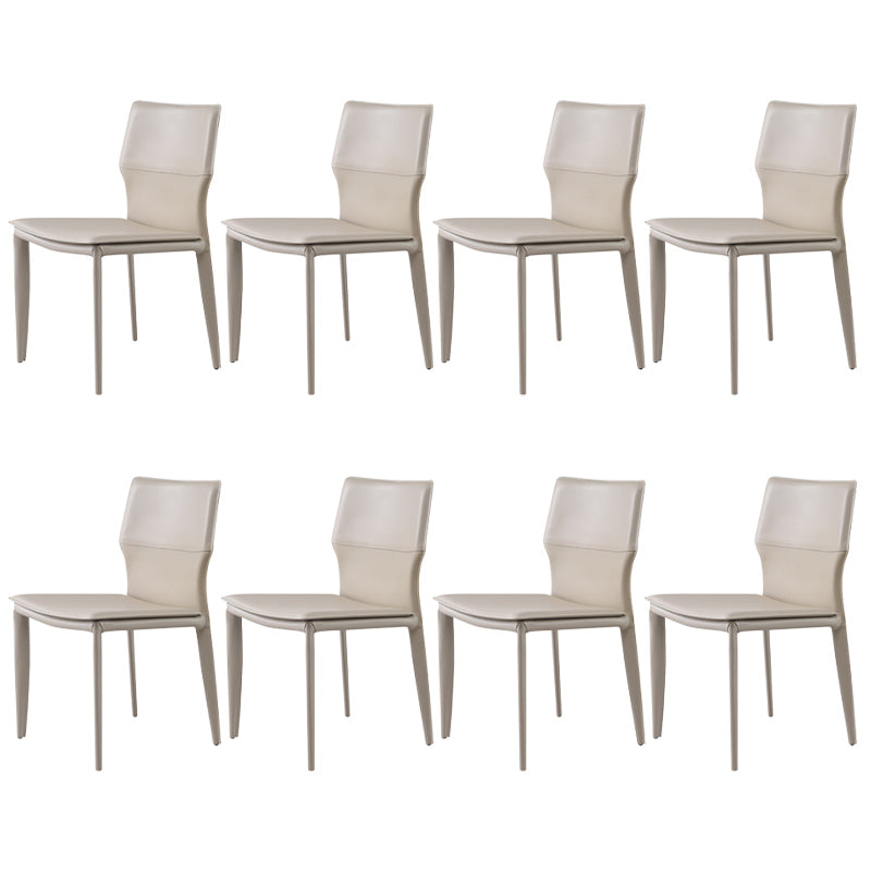 Upholstered Dining Chair with Leather Legs Matte Finish Solid Back Side Chair Light Khaki 8 Piece Set Clearhalo 'Dining Chairs' 'Dining Tables & Seating' 'dining_chair' 'furn' 'furn_dining_chair' 'Furniture' 'Kitchen & Dining Furniture' 6066382