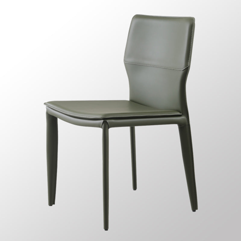 Upholstered Dining Chair with Leather Legs Matte Finish Solid Back Side Chair Blackish Green 1 Piece Clearhalo 'Dining Chairs' 'Dining Tables & Seating' 'dining_chair' 'furn' 'furn_dining_chair' 'Furniture' 'Kitchen & Dining Furniture' 6066384