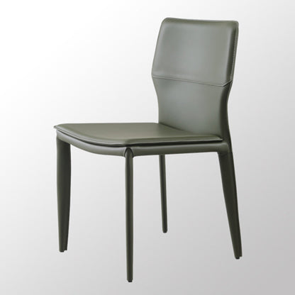 Upholstered Dining Chair with Leather Legs Matte Finish Solid Back Side Chair Blackish Green 1 Piece Clearhalo 'Dining Chairs' 'Dining Tables & Seating' 'dining_chair' 'furn' 'furn_dining_chair' 'Furniture' 'Kitchen & Dining Furniture' 6066384