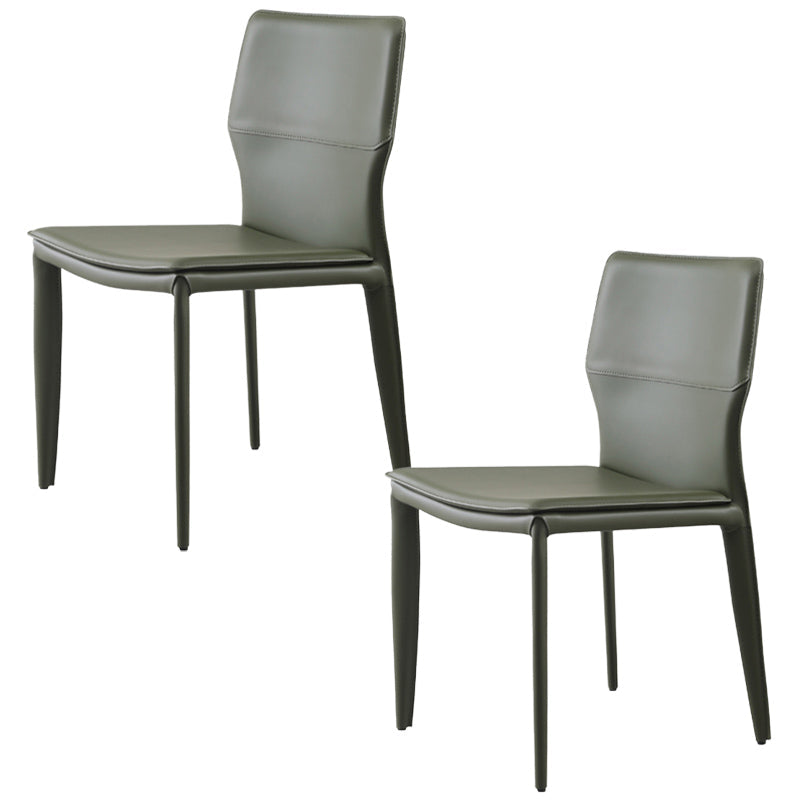 Upholstered Dining Chair with Leather Legs Matte Finish Solid Back Side Chair Blackish Green 2 Piece Set Clearhalo 'Dining Chairs' 'Dining Tables & Seating' 'dining_chair' 'furn' 'furn_dining_chair' 'Furniture' 'Kitchen & Dining Furniture' 6066385