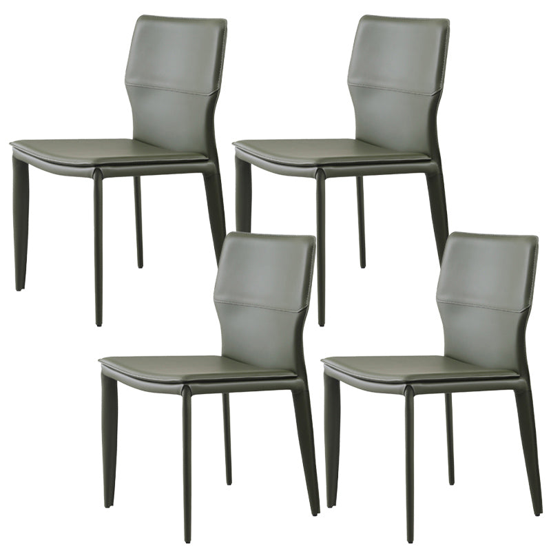 Upholstered Dining Chair with Leather Legs Matte Finish Solid Back Side Chair Blackish Green 4 Piece Set Clearhalo 'Dining Chairs' 'Dining Tables & Seating' 'dining_chair' 'furn' 'furn_dining_chair' 'Furniture' 'Kitchen & Dining Furniture' 6066388