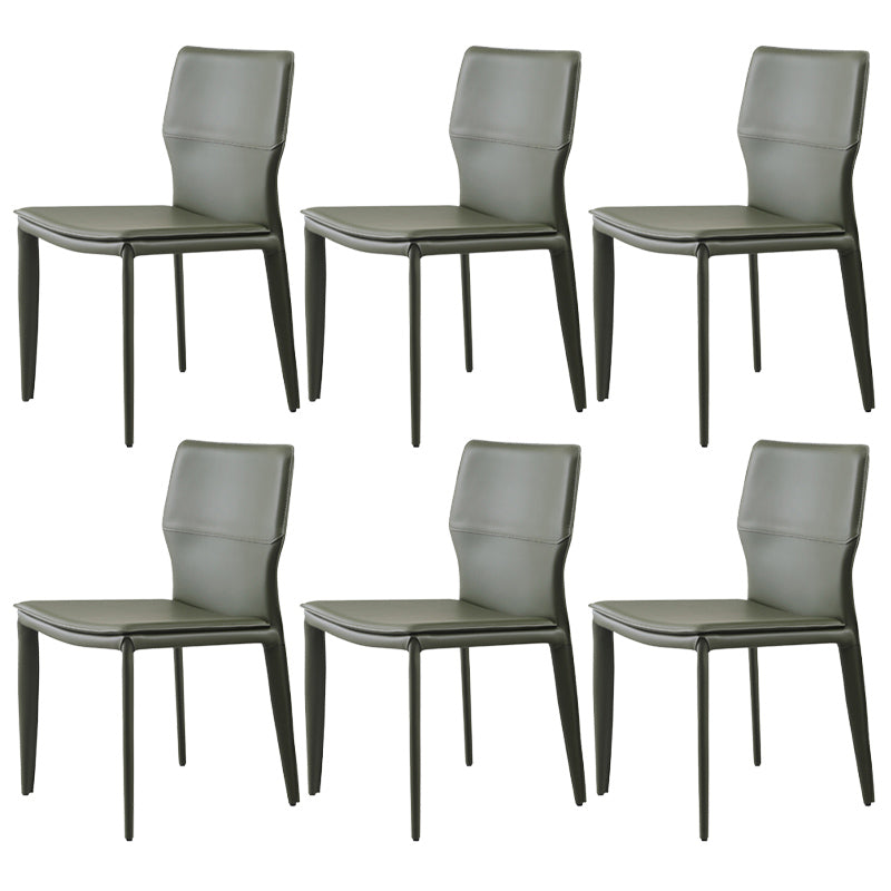 Upholstered Dining Chair with Leather Legs Matte Finish Solid Back Side Chair Blackish Green 6 Piece Set Clearhalo 'Dining Chairs' 'Dining Tables & Seating' 'dining_chair' 'furn' 'furn_dining_chair' 'Furniture' 'Kitchen & Dining Furniture' 6066389