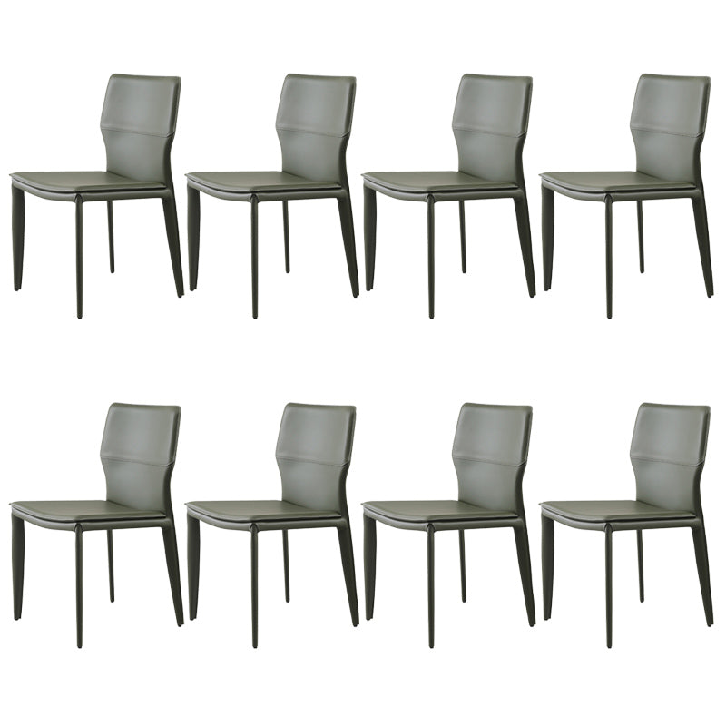 Upholstered Dining Chair with Leather Legs Matte Finish Solid Back Side Chair Blackish Green 8 Piece Set Clearhalo 'Dining Chairs' 'Dining Tables & Seating' 'dining_chair' 'furn' 'furn_dining_chair' 'Furniture' 'Kitchen & Dining Furniture' 6066390