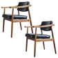 Oak Wood Modern Dining Chair for Home Faux Leather Open Back Side Chair