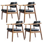 Oak Wood Modern Dining Chair for Home Faux Leather Open Back Side Chair