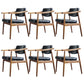 Oak Wood Modern Dining Chair for Home Faux Leather Open Back Side Chair