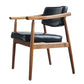 Oak Wood Modern Dining Chair for Home Faux Leather Open Back Side Chair