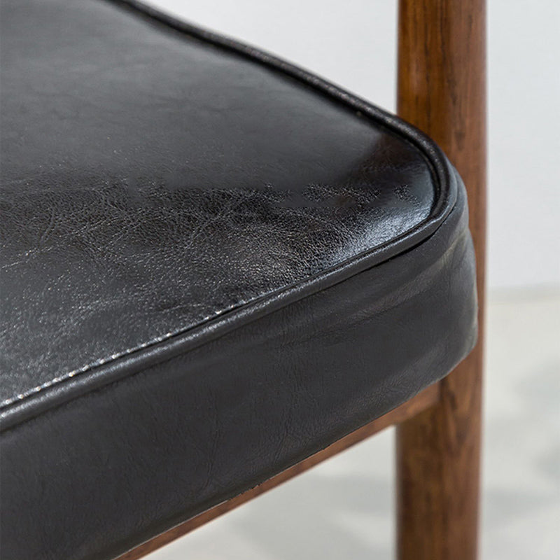 Oak Wood Modern Dining Chair for Home Faux Leather Open Back Side Chair