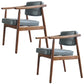 Oak Wood Modern Dining Chair for Home Faux Leather Open Back Side Chair