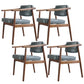 Oak Wood Modern Dining Chair for Home Faux Leather Open Back Side Chair
