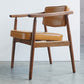Oak Wood Modern Dining Chair for Home Faux Leather Open Back Side Chair
