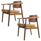 Oak Wood Modern Dining Chair for Home Faux Leather Open Back Side Chair