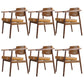Oak Wood Modern Dining Chair for Home Faux Leather Open Back Side Chair