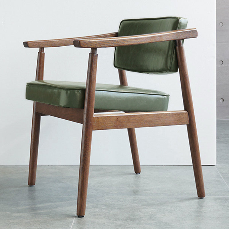 Oak Wood Modern Dining Chair for Home Faux Leather Open Back Side Chair