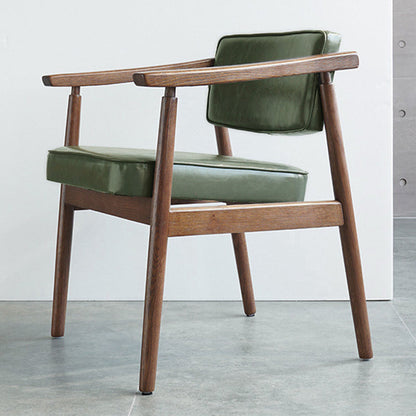 Oak Wood Modern Dining Chair for Home Faux Leather Open Back Side Chair