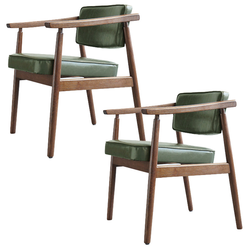 Oak Wood Modern Dining Chair for Home Faux Leather Open Back Side Chair