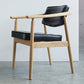 Oak Wood Modern Dining Chair for Home Faux Leather Open Back Side Chair
