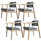 Oak Wood Modern Dining Chair for Home Faux Leather Open Back Side Chair