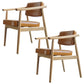 Oak Wood Modern Dining Chair for Home Faux Leather Open Back Side Chair