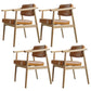 Oak Wood Modern Dining Chair for Home Faux Leather Open Back Side Chair