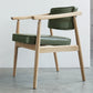 Oak Wood Modern Dining Chair for Home Faux Leather Open Back Side Chair
