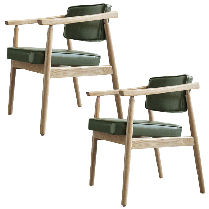 Oak Wood Modern Dining Chair for Home Faux Leather Open Back Side Chair