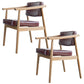 Oak Wood Modern Dining Chair for Home Faux Leather Open Back Side Chair